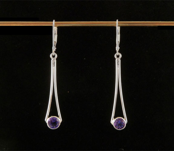  Jeff Mckenzie - Sterling Silver & Amethyst Gemdrop Earrings